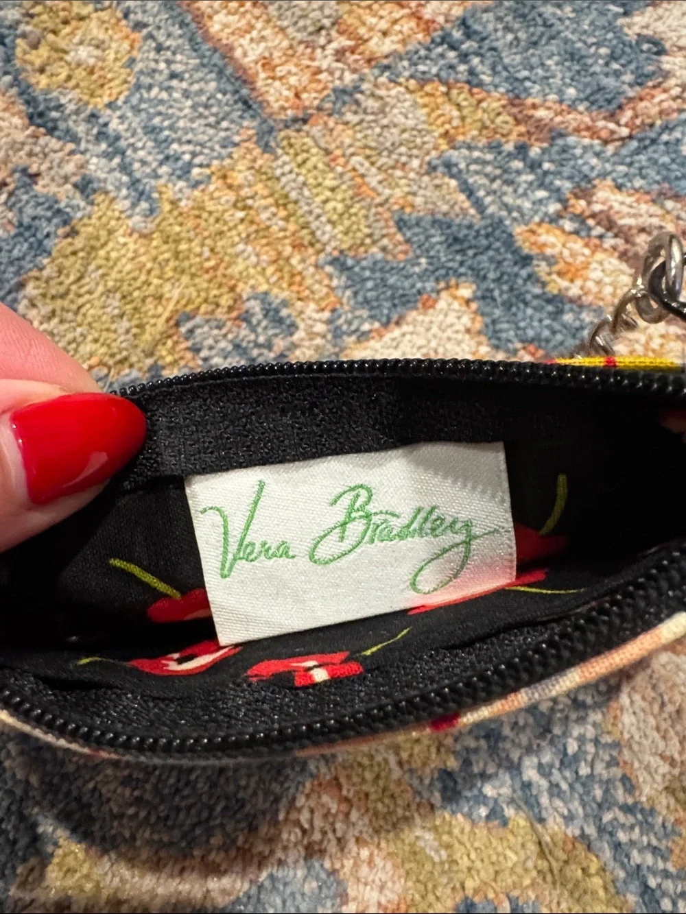 Vera Bradley Poppy Fields Cotton ID Zip Case